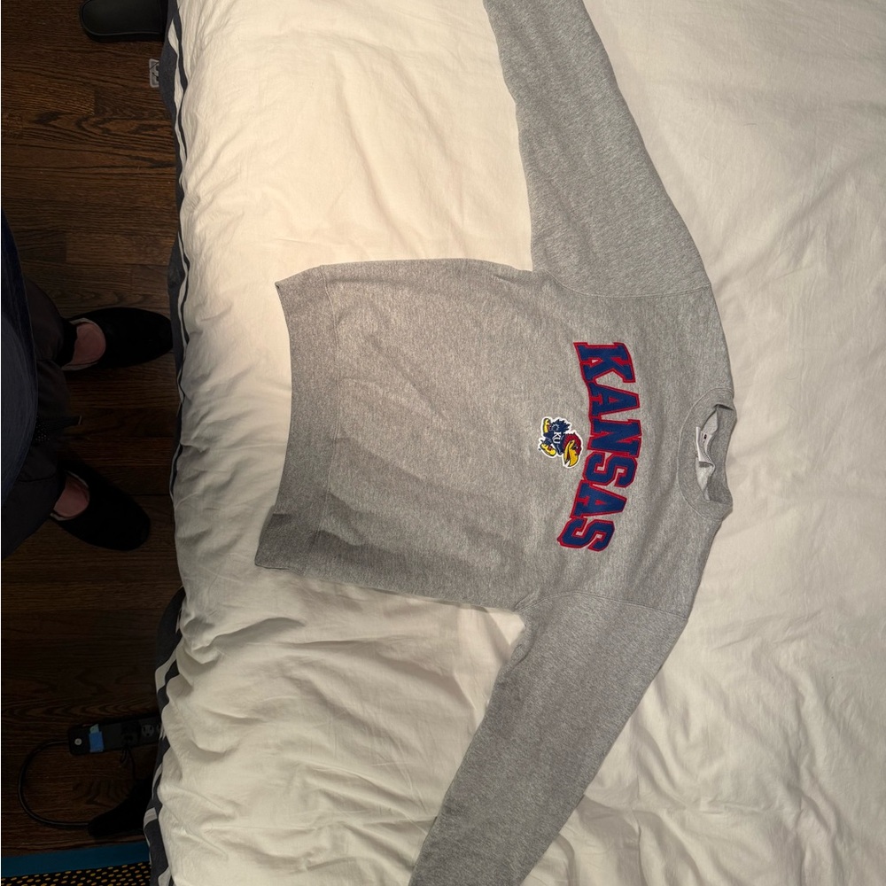 Champion Gray Kansas Logo Men's Crewneck Sweater